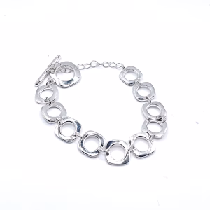 Ασημένιο βραχιόλι 925 με γεωμετρικούς κρίκους