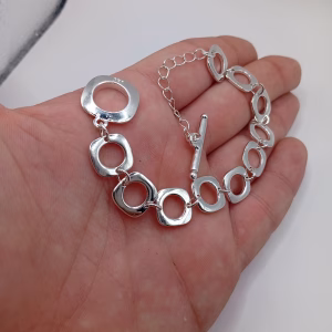Ασημένιο βραχιόλι 925 με γεωμετρικούς κρίκους - Εικόνα 1