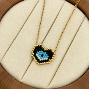 Χειροποίητο Miyuki κολιέ μάτι σε χρυσή αλυσίδα - Εικόνα 1