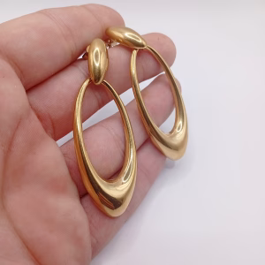 Ατσάλινα Κρεμαστά Σκουλαρίκια Οβάλ Χρυσά - Εικόνα 3 Ατσάλινα Κρεμαστά Σκουλαρίκια Οβάλ Χρυσά - Εικόνα 3