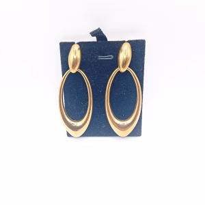 Ατσάλινα Κρεμαστά Σκουλαρίκια Οβάλ Χρυσά - Εικόνα 1