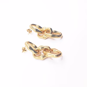 Ατσάλινα κρεμαστά σκουλαρίκια αλυσίδα – Χρυσά - Εικόνα 1 Ατσάλινα κρεμαστά σκουλαρίκια αλυσίδα – Χρυσά - Εικόνα 1