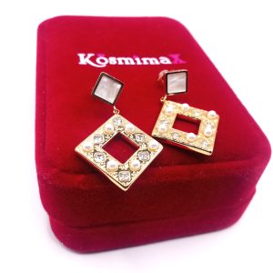 Χρυσά κρεμαστά σκουλαρίκια από ανοξείδωτο ατσάλι με πέρλες & ζιρκόν - Εικόνα 6 Χρυσά κρεμαστά σκουλαρίκια από ανοξείδωτο ατσάλι με πέρλες & ζιρκόν - Εικόνα 6