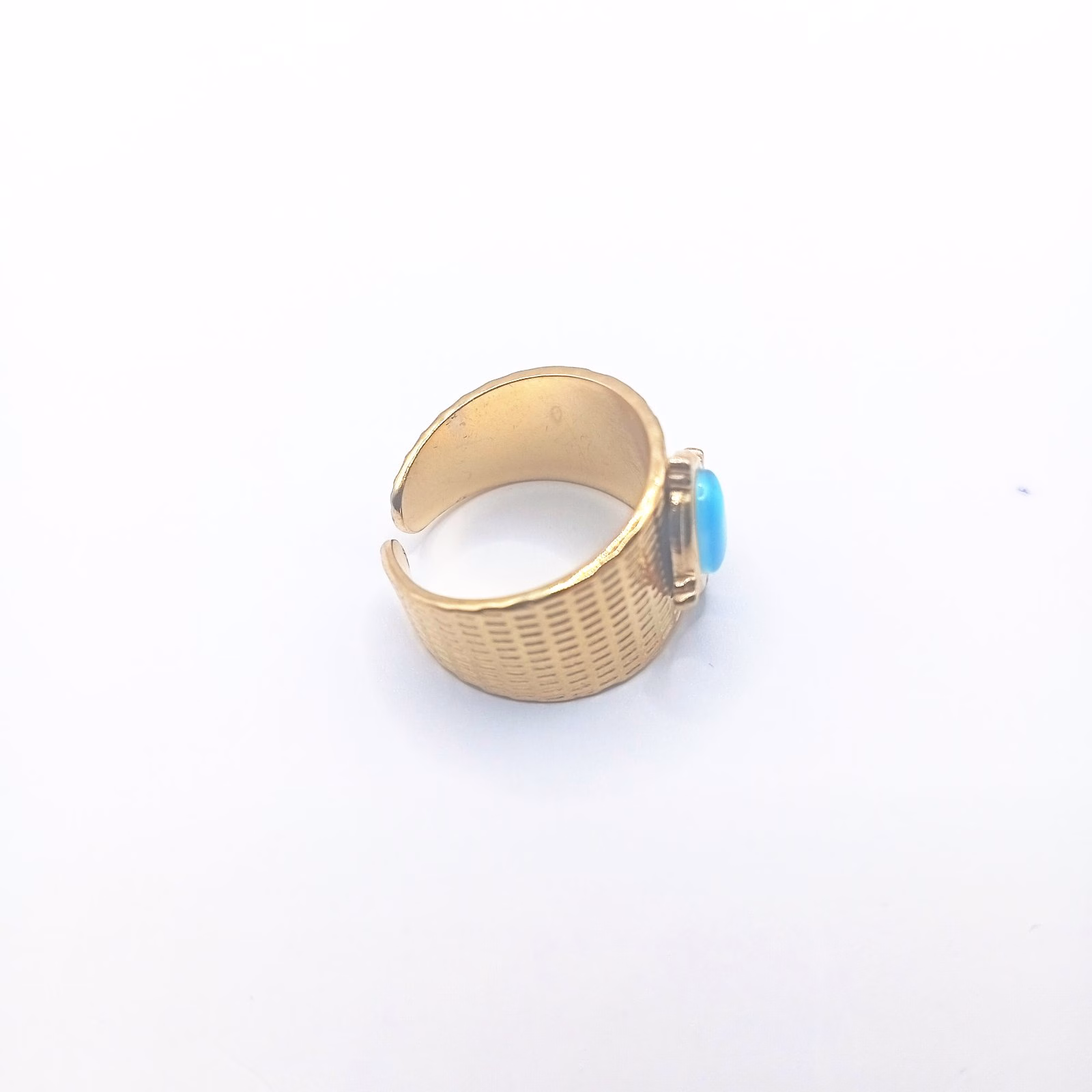 Ατσάλινο Δαχτυλίδι με Μπλε Οβάλ Πέτρα – Προσαρμοζόμενο - Image 2 Ατσάλινο Δαχτυλίδι με Μπλε Οβάλ Πέτρα – Προσαρμοζόμενο - Image 2