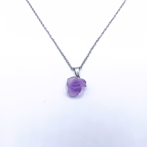 Ατσάλινο κολιέ με μοβ κρύσταλλο