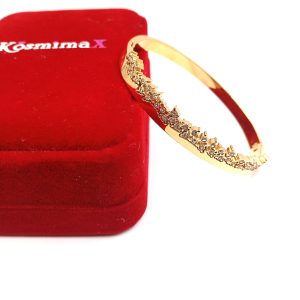 Γυναικείο επιχρυσωμένο cuff βραχιόλι με ανάγλυφα λουλούδια - Εικόνα 4