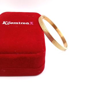 Γυναικείο επιχρυσωμένο cuff βραχιόλι με ανάγλυφο σχέδιο - Εικόνα 3