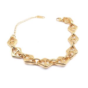 Επιχρυσωμένο γυναικείο βραχιόλι ατσάλινο με γεωμετρικούς κρίκους Επιχρυσωμένο γυναικείο βραχιόλι ατσάλινο με γεωμετρικούς κρίκους