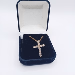 Επιχρυσωμένος Ασημένιος Σταυρός 925 με Λευκά Ζιρκόν - Εικόνα 1