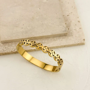 Γυναικείο χρυσό cuff βραχιόλι ατσάλινο - Εικόνα 1 Γυναικείο χρυσό cuff βραχιόλι ατσάλινο - Εικόνα 1