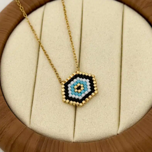 Χειροποίητο Miyuki κολιέ με εξάγωνο μάτι - Εικόνα 1