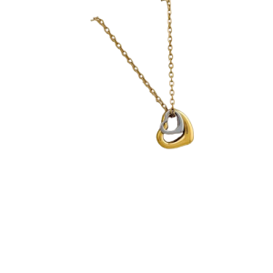 Επιχρυσωμένο κολιέ σε χρυσό & ασημί με διπλή καρδιά