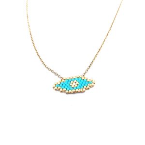 Χειροποίητο Miyuki κολιέ σε τιρκουάζ αποχρώσεις