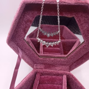 Ασημένιο Κολιέ 925 με Επτά Λευκές Γυαλιστερές Πέτρες - Εικόνα 5