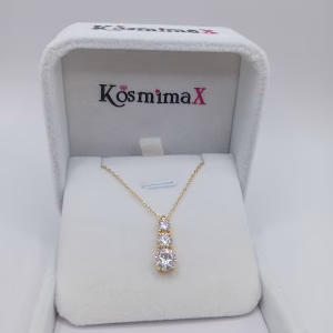 Κολιέ Triple Moissanite από επίχρυσο ασήμι 925 με μοϊσανίτες 1,8ct - Εικόνα 5 Κολιέ Triple Moissanite από επίχρυσο ασήμι 925 με μοϊσανίτες 1,8ct - Εικόνα 5