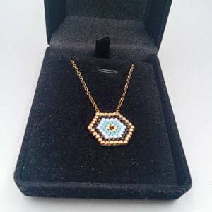 Χειροποίητο Miyuki κολιέ με εξάγωνο μάτι - Εικόνα 4