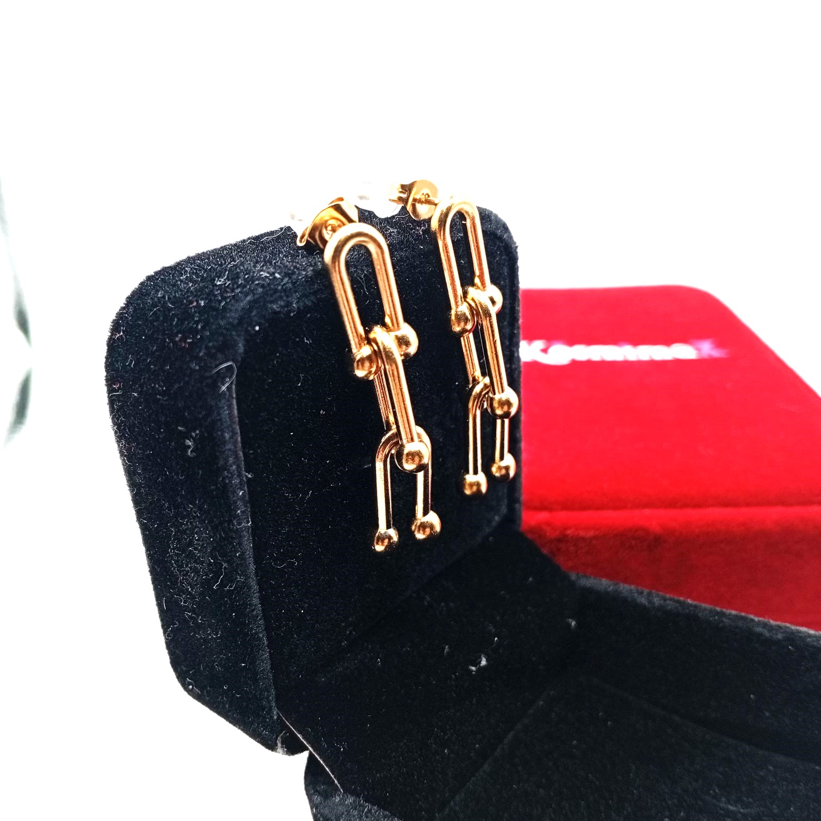 Χρυσά κρεμαστά σκουλαρίκια από ανοξείδωτο ατσάλι - Image 3 Χρυσά κρεμαστά σκουλαρίκια από ανοξείδωτο ατσάλι - Image 3