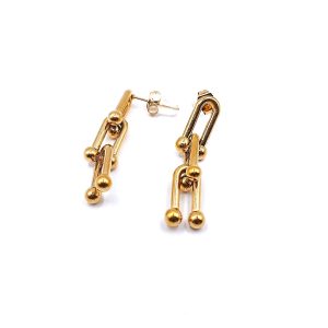 Χρυσά κρεμαστά σκουλαρίκια από ανοξείδωτο ατσάλι Χρυσά κρεμαστά σκουλαρίκια από ανοξείδωτο ατσάλι