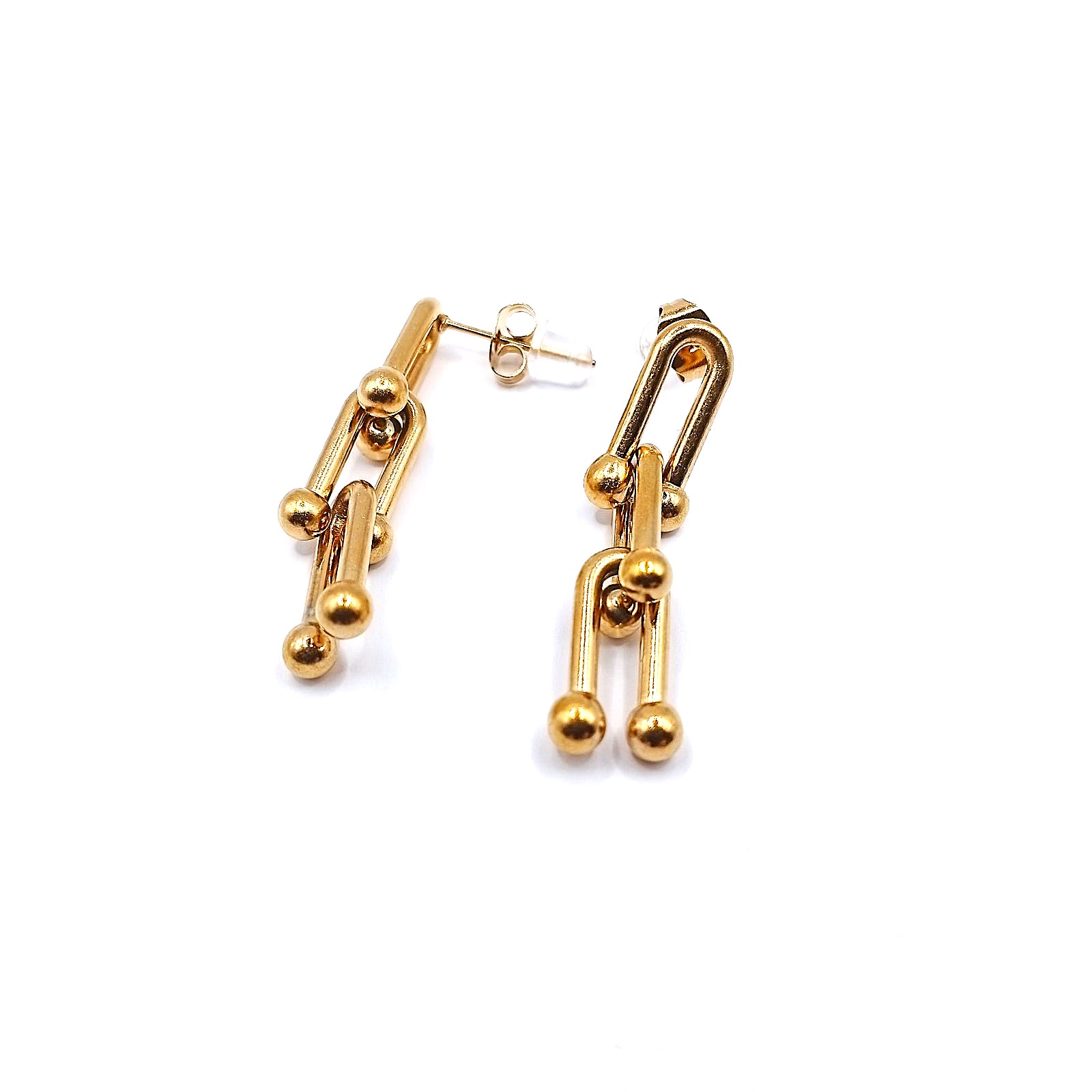 Χρυσά κρεμαστά σκουλαρίκια από ανοξείδωτο ατσάλι Χρυσά κρεμαστά σκουλαρίκια από ανοξείδωτο ατσάλι