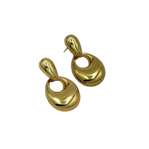 Χρυσά κρεμαστά σκουλαρίκια από ανοξείδωτο ατσάλι με σμιλεμένο σχέδιο Χρυσά κρεμαστά σκουλαρίκια από ανοξείδωτο ατσάλι με σμιλεμένο σχέδιο