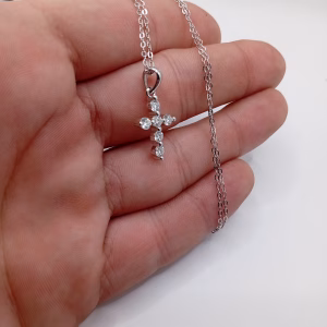 Σταυρός Κολιέ από Ασήμι 925 με Μοϊσανίτη 0,60ct - Εικόνα 4