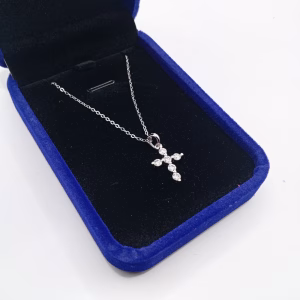 Σταυρός Κολιέ από Ασήμι 925 με Μοϊσανίτη 0,60ct - Εικόνα 1