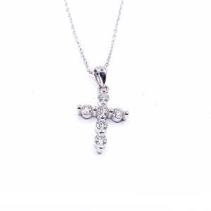 Σταυρός Κολιέ από Ασήμι 925 με Μοϊσανίτη 0,60ct