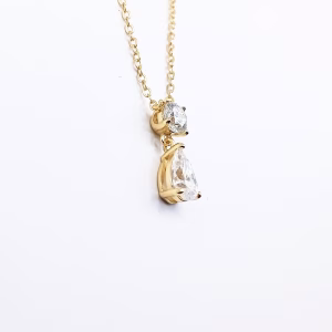 Χρυσό κολιέ δάκρυ με Μοϊσανίντες - Επιχρυσωμένο ασήμι