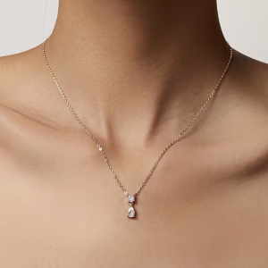 Χρυσό κολιέ δάκρυ με Μοϊσανίντες – Επιχρυσωμένο ασήμι - Εικόνα 4