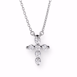 Ασημένιος Γυναικείος Σταυρός 925 Επιπλατινωμένος με Lab Diamond Moissanite
