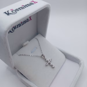 Ασημένιος Γυναικείος Σταυρός 925 Επιπλατινωμένος με Lab Diamond Moissanite - Εικόνα 3