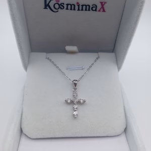 Ασημένιος Γυναικείος Σταυρός 925 Επιπλατινωμένος με Lab Diamond Moissanite - Εικόνα 6