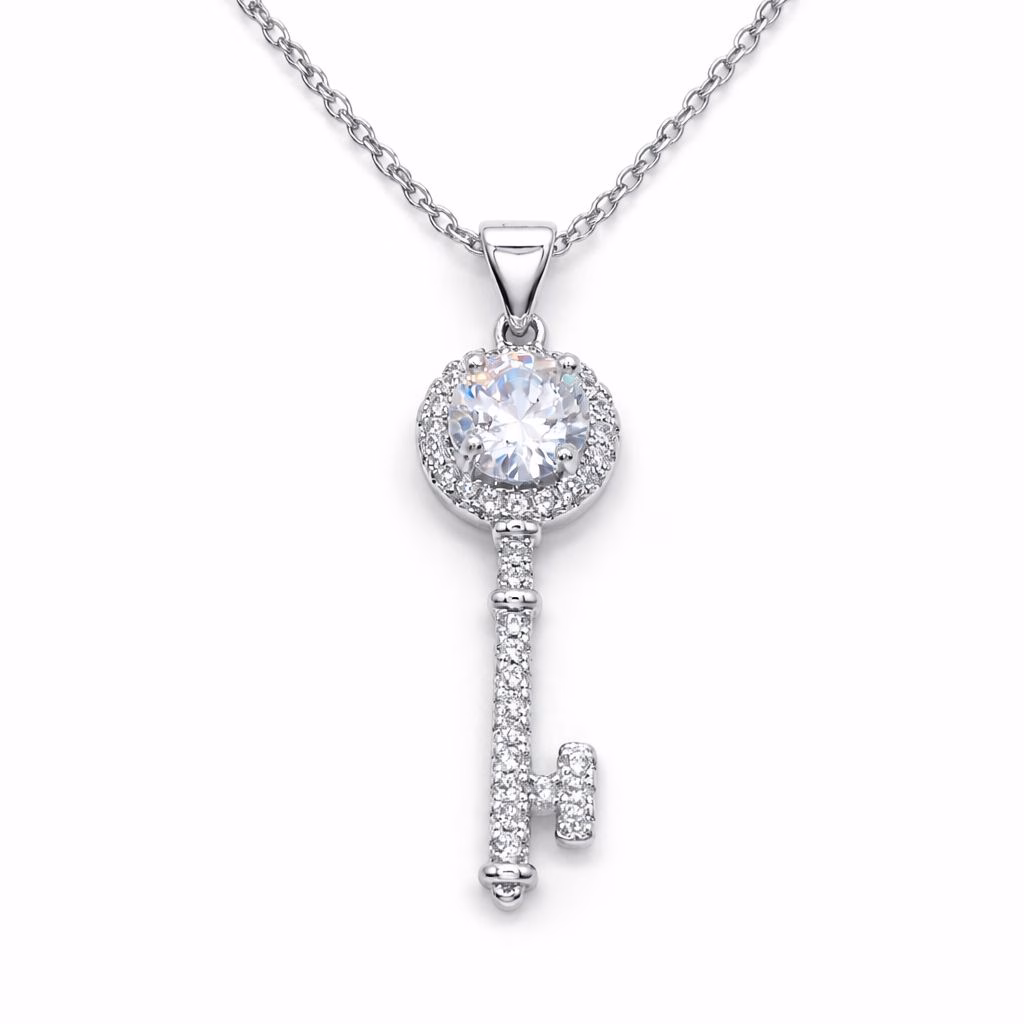 Γυναικείο Κολιέ Κλειδί από Ασήμι 925 με Ιδιαίτερη Λάμψη Γυναικείο Κολιέ Κλειδί από Ασήμι 925 με Ιδιαίτερη Λάμψη