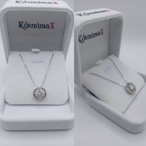 Γυναικείο Κολιέ Lab Diamond Moissanite 1ct σε Ασήμι 925 Επιπλατινωμένο - Εικόνα 1