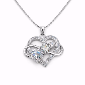Γυναικείο Κολιέ Καρδιά & Άπειρο Lab Diamond Moissanite