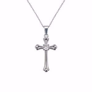 Κολιέ Σταυρός από Ανοξείδωτο Ατσάλι με Ζιργκόν