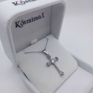 Κολιέ Σταυρός από Ανοξείδωτο Ατσάλι με Ζιργκόν - Εικόνα 3