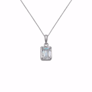Γυναικείο Κολιέ Solitaire 1ct με Moissanite Emerald Cut